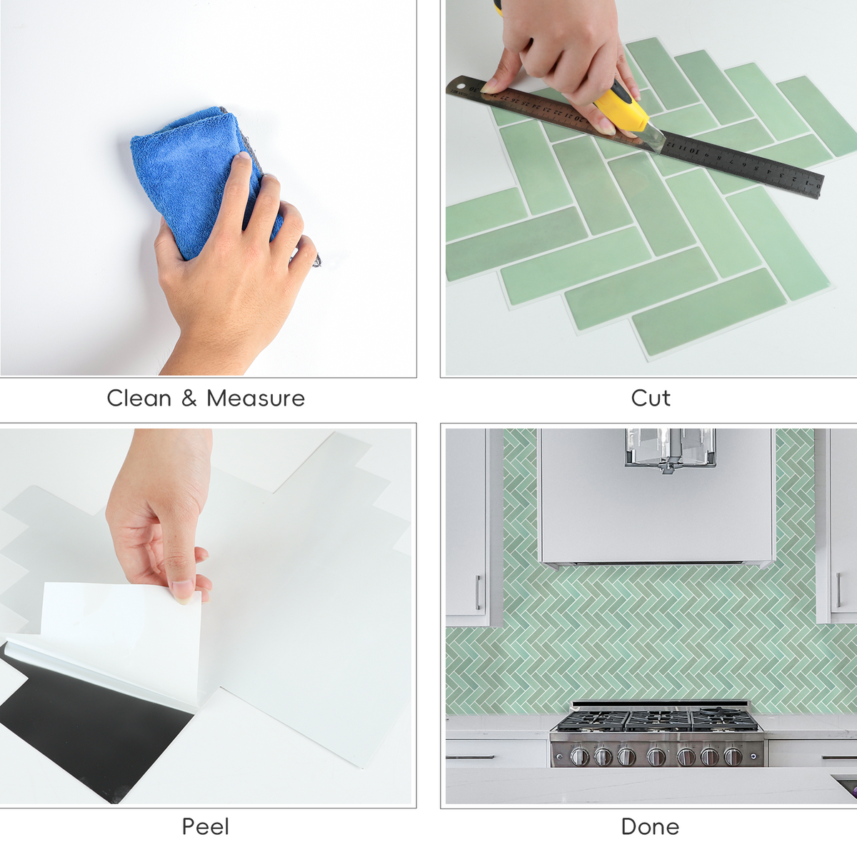 10-Sheet Herringbone Peel and Stick Backsplash, Self Adhesive 3D Stick on Wall Tiles for Kitchen Bathroom（12"x12"）