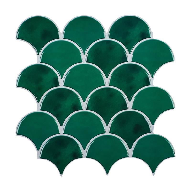 10" x 10" Peel and Stick Gel Backsplash Fish Scale Mosaic Tile (Set of 10) - HOMEART