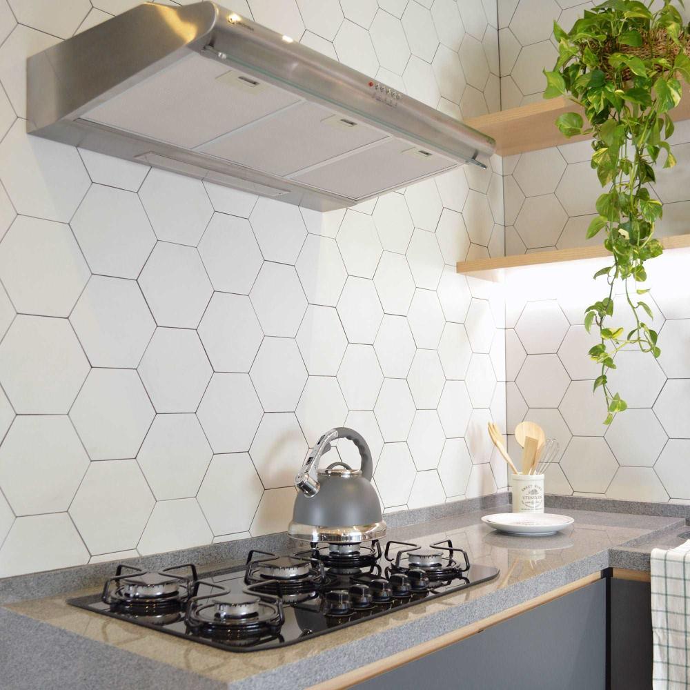 Black Peel and Stick Backsplash Large Hexagon Tile (32 Pieces)