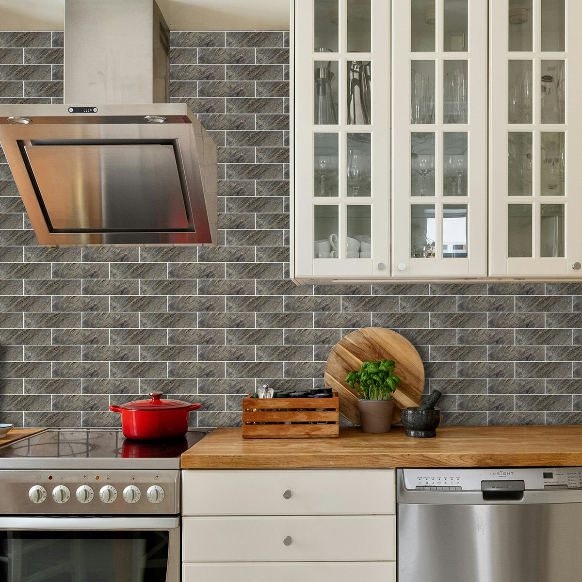 32PCS Peel and Stick Backsplash, 3” x 12” Metro Glossy Subway Tile Self Adhesive Stick on Wall Tiles for Kitchen Bathroom Fireplace