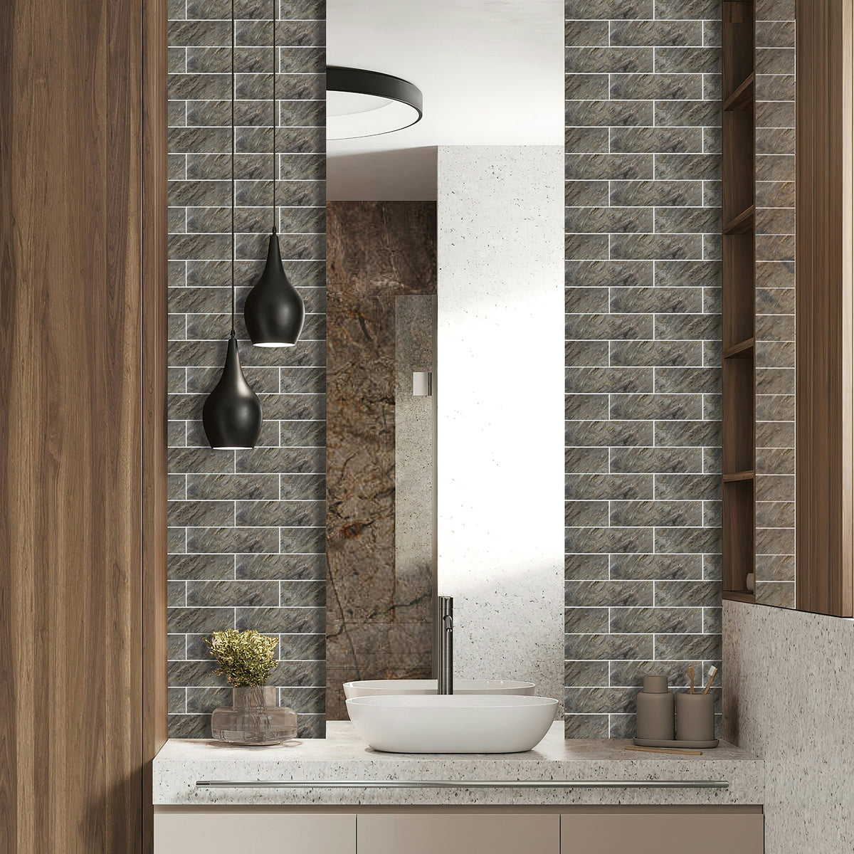 32PCS Peel and Stick Backsplash, 3” x 12” Metro Glossy Subway Tile Self Adhesive Stick on Wall Tiles for Kitchen Bathroom Fireplace