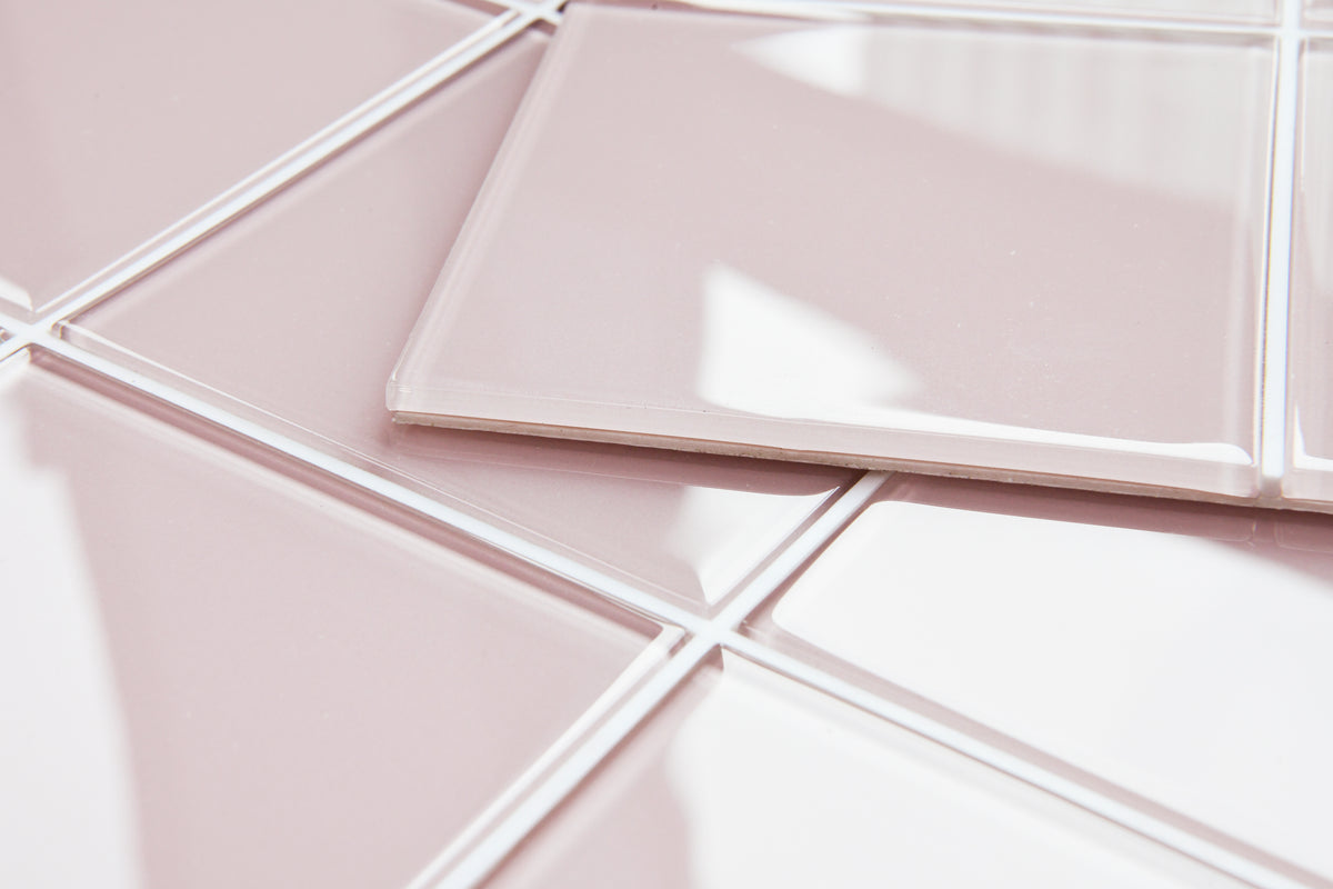 Peel and Stick Glass Tile, Square Mosaic Wall Tiles with Frame, Stick on Glass Backsplash (5 Sheets, 12"x12")