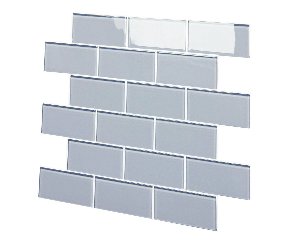 Glass Peel and Stick Backsplash Subway Tile, Glass Tiles for Kitchen Bathroom Wall (5 Sheets, 11.8"x12")