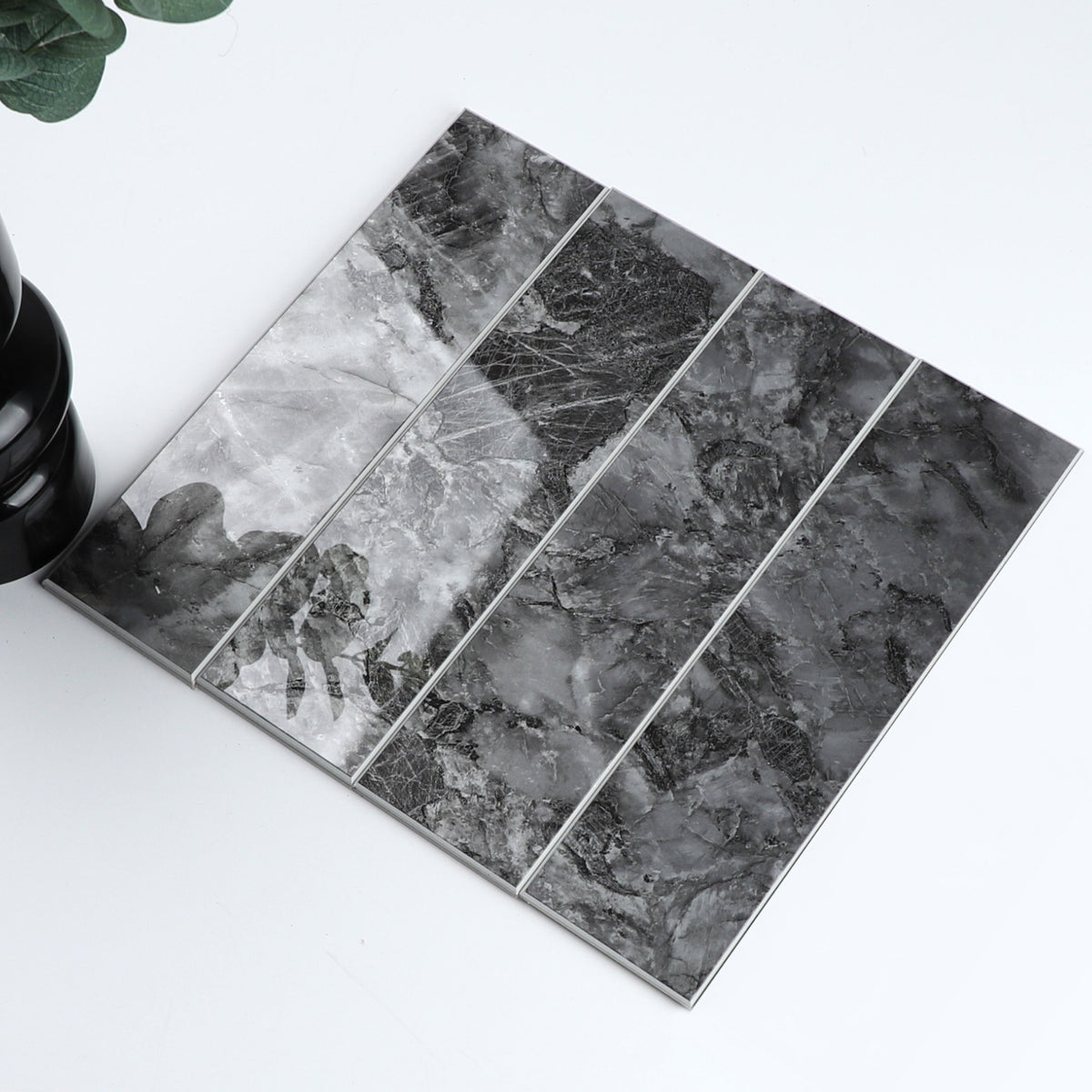 32PCS Peel and Stick Backsplash, 3” x 12” Metro Glossy Subway Tile Self Adhesive Stick on Wall Tiles for Kitchen Bathroom Fireplace