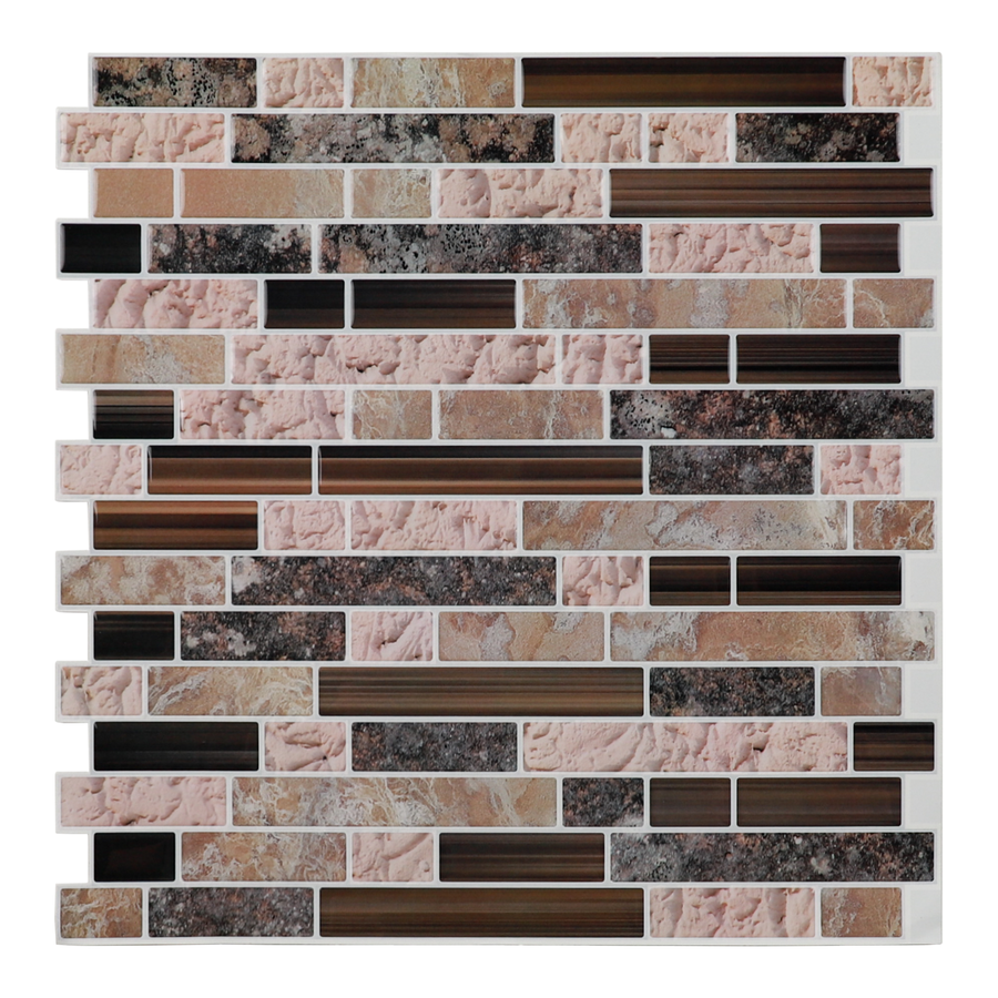 Peel and Stick Backsplash Tiles, 10 Sheets of 12" × 12" 3D Adhesive Brown Marble Peel and Stick On Wall Tile for Kitchen Bathroom