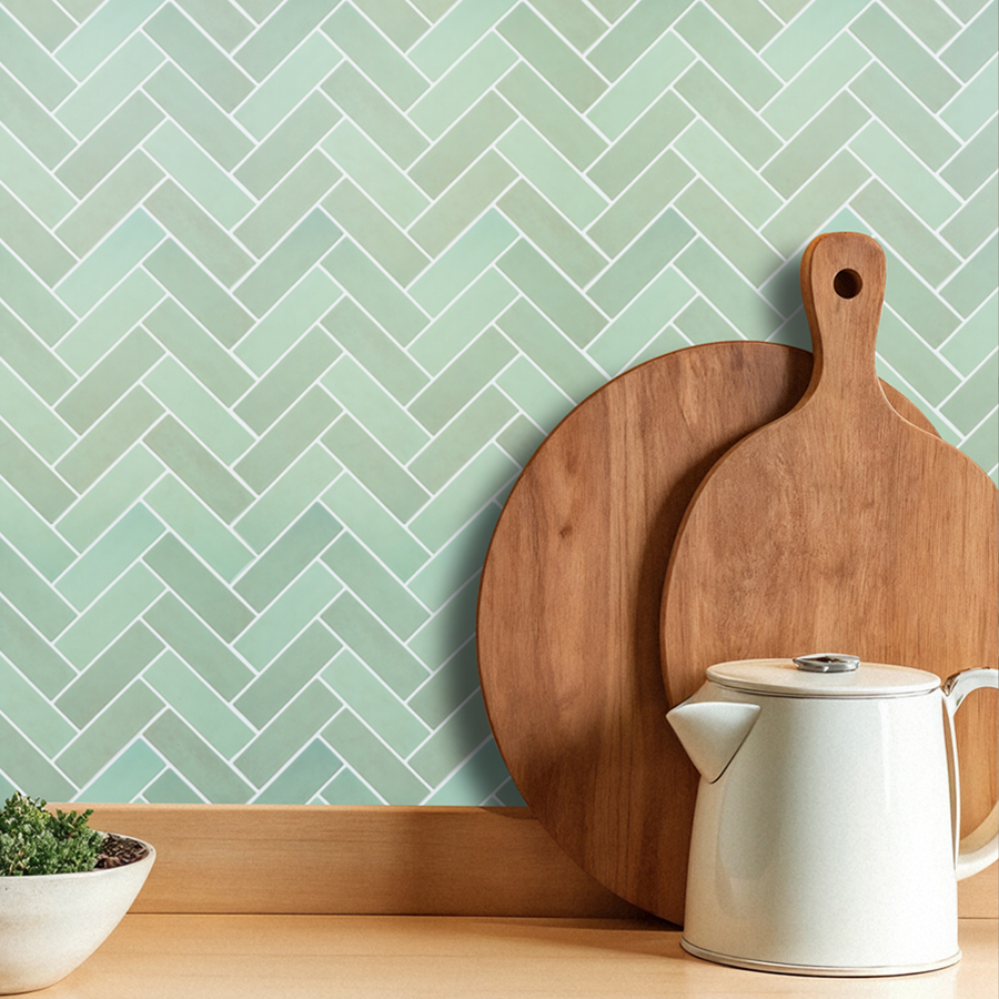 10-Sheet Herringbone Peel and Stick Backsplash, Self Adhesive 3D Stick on Wall Tiles for Kitchen Bathroom（12"x12"）