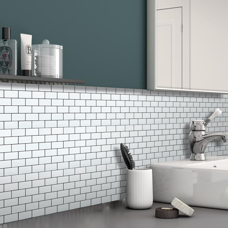Subway Peel and Stick Backsplash, 10 Sheets of 12" × 12" Thicker Design 3D Adhesive Stick on Wall Tiles for Kitchen Bathroom