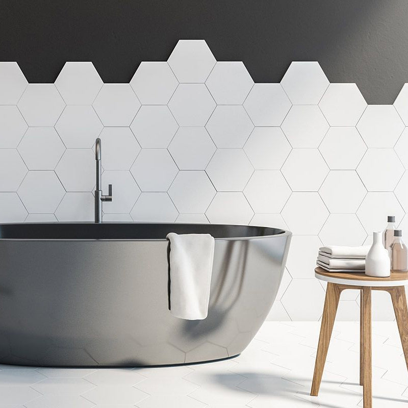 16-Piece Hexagon Peel and Stick Backsplash Tiles, 9"x7.87" Self Adhesive Glossy Faux Marble Wall Tile for DIY Home Decor