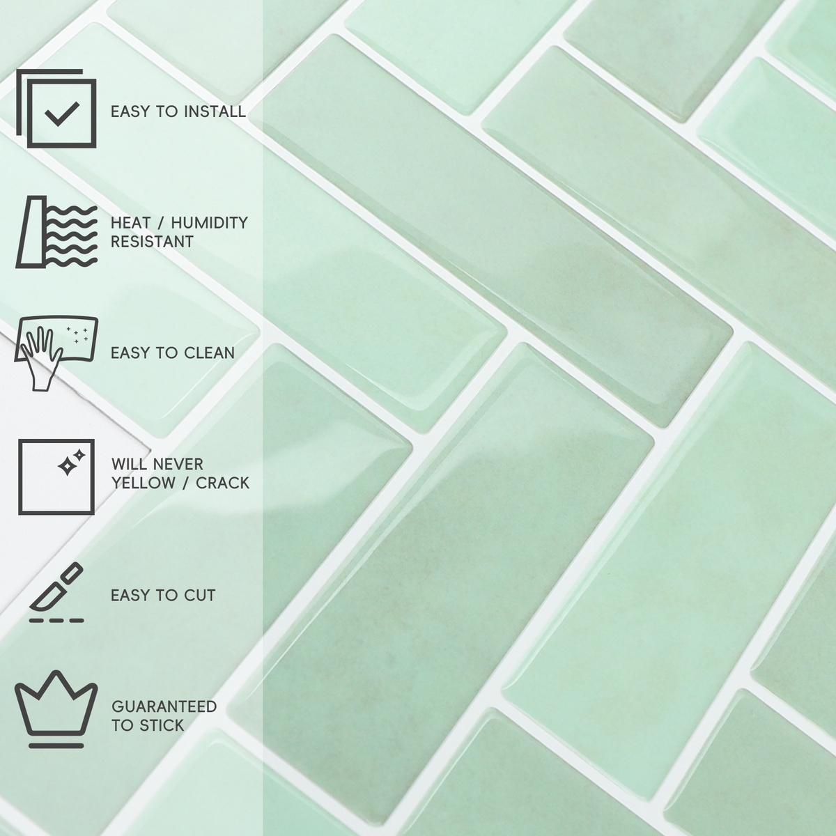 10-Sheet Herringbone Peel and Stick Backsplash, Self Adhesive 3D Stick on Wall Tiles for Kitchen Bathroom（12"x12"）