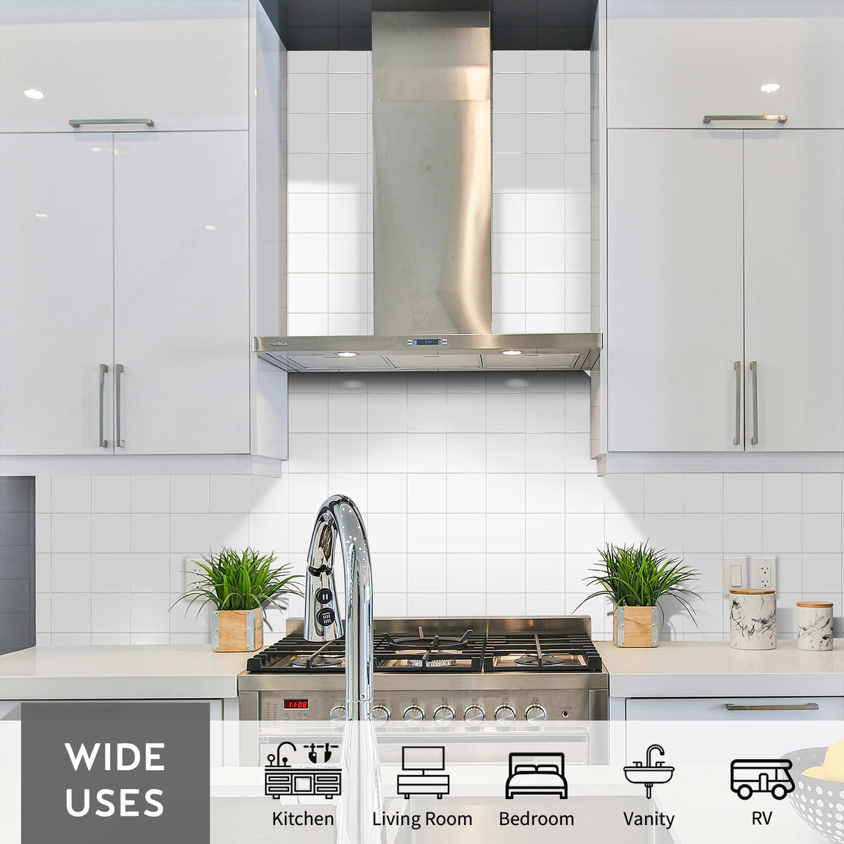 Peel and Stick Backsplash Tiles, 12"x12" Square Backsplash Self Adhesive Faux Ceramic Stick on Wall Tiles for Kitchen Bathroom