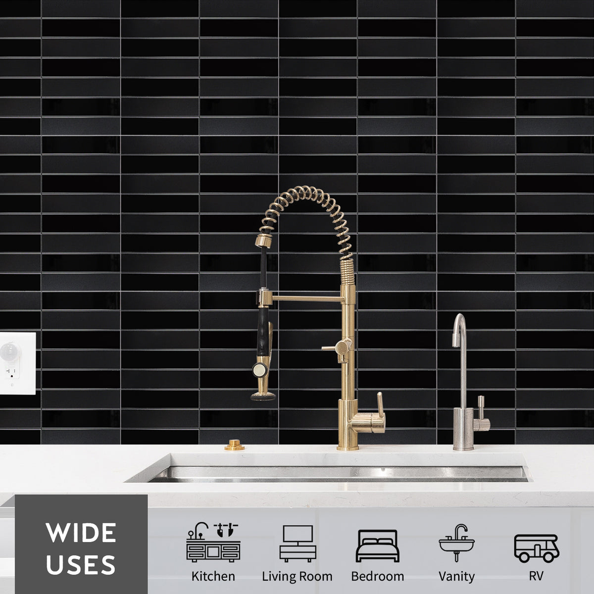 Peel and Stick Backsplash, Aluminum Composite Stacked Linear Tile, Subway Backsplash Stick on Wall Tiles for Kitchen Bathroom