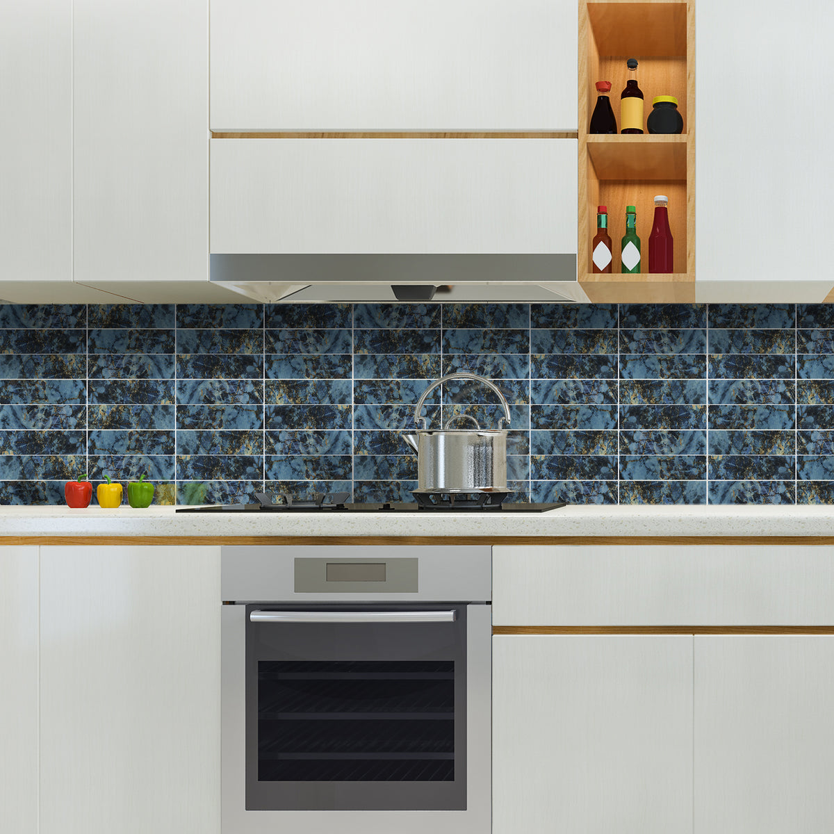 32PCS Peel and Stick Backsplash, 3” x 12” Metro Glossy Subway Tile Self Adhesive Stick on Wall Tiles for Kitchen Bathroom Fireplace