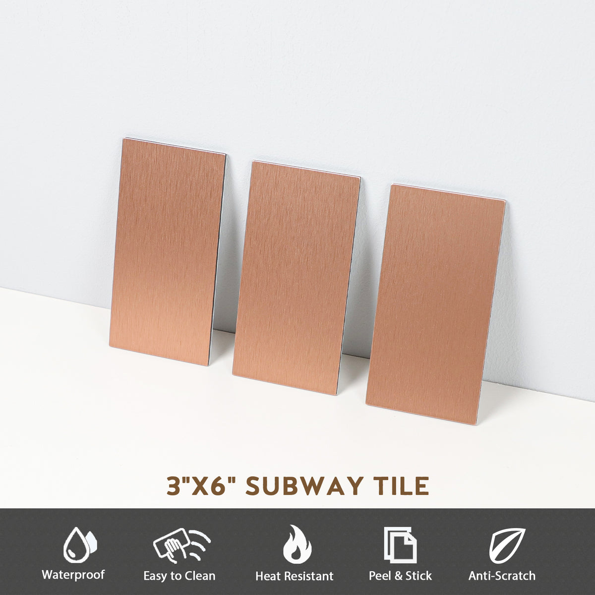 48 Pieces 3"x6" Peel and Stick Backsplash, Metal Backsplash Peel and Stick Subway Tile for Kitchen Bathroom Fireplace