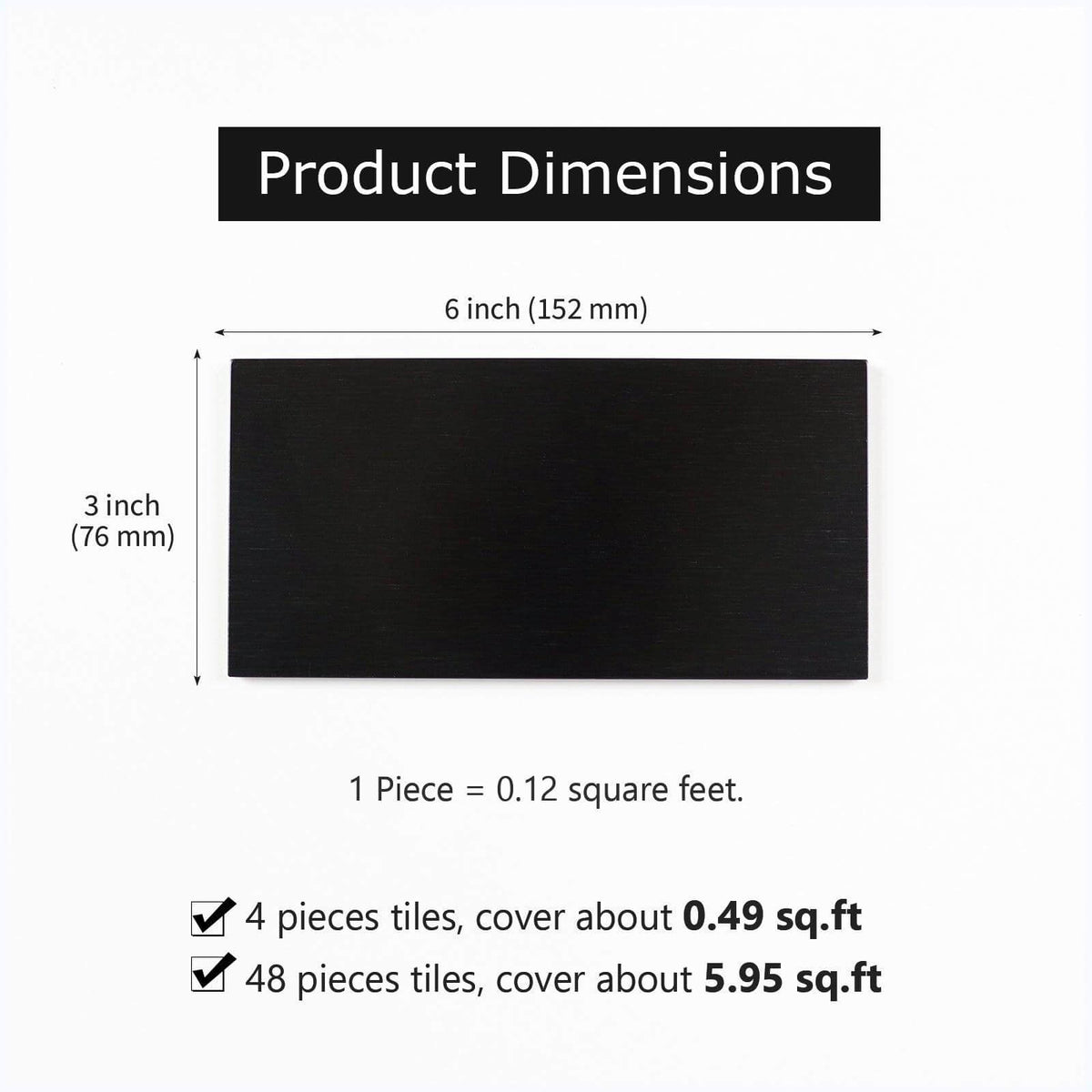 3"x6" Aluminum Subway Tiles Peel and Stick Backsplash  (48 Pieces) - HOMEART