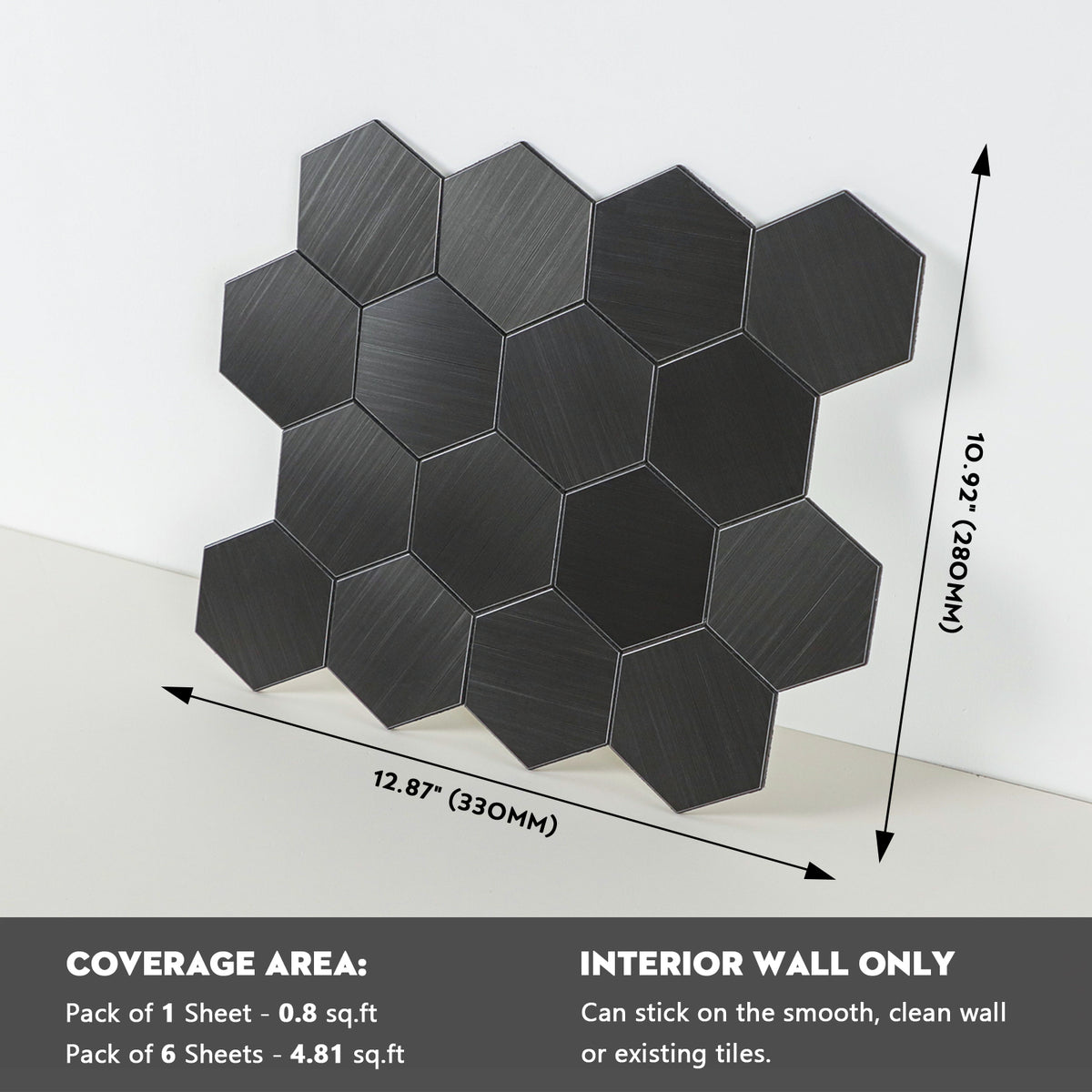 6-Sheet Peel and Stick Backsplash Hexagon Tile, Honeycomb Mosaic Wall Tile Stick on Backsplash for Kitchen Bathroom Fireplace