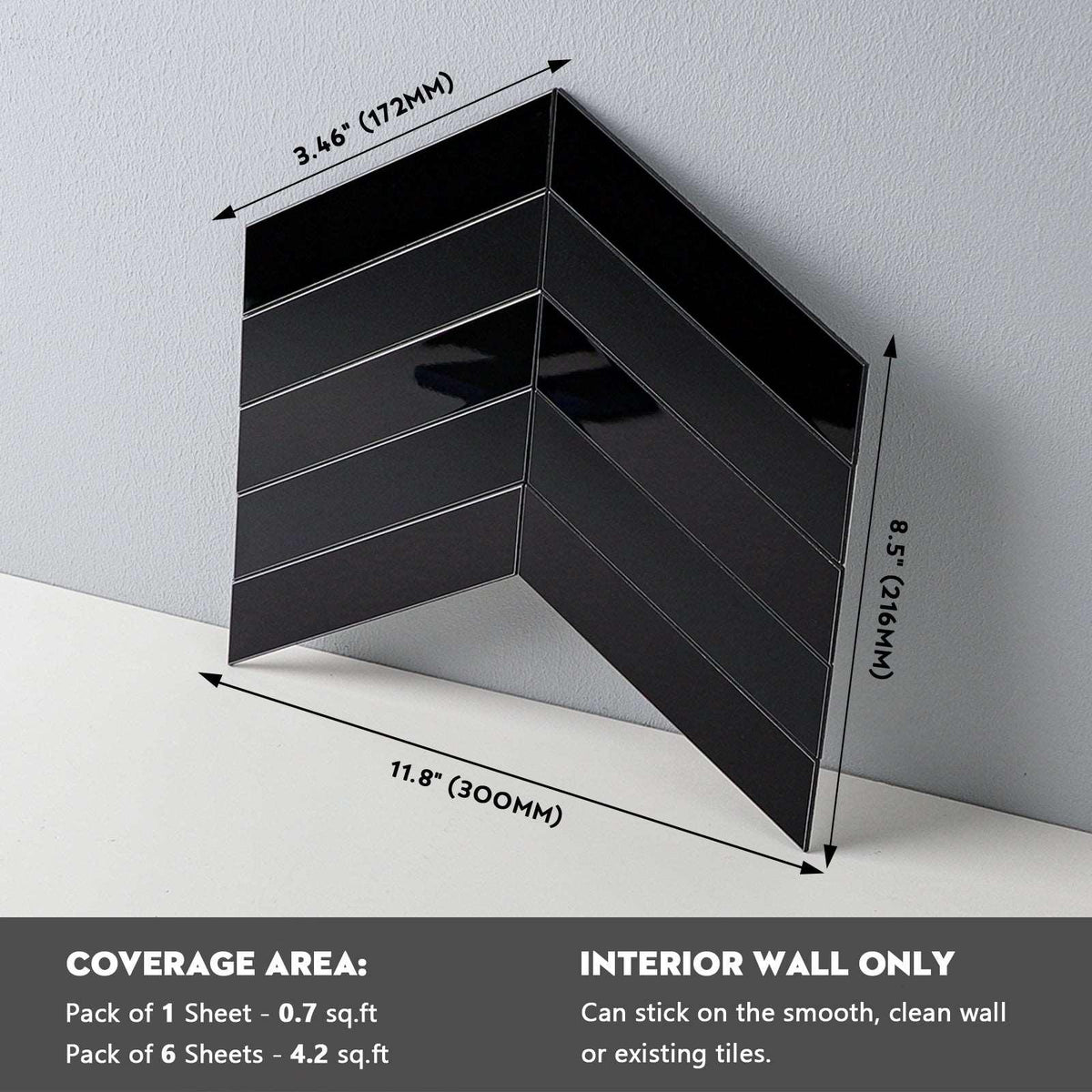 Chevron Backsplash Peel and Stick Wall Tiles (6 Sheets)