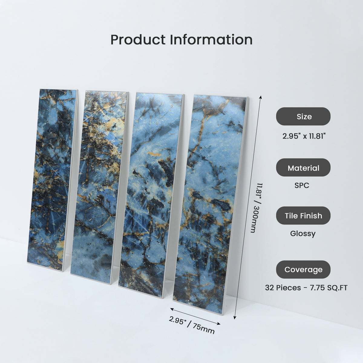 32PCS Peel and Stick Backsplash, 3” x 12” Metro Glossy Subway Tile Self Adhesive Stick on Wall Tiles for Kitchen Bathroom Fireplace