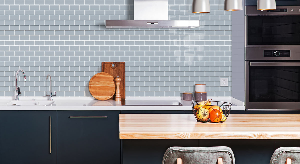 Glass Peel and Stick Backsplash Subway Tile, Glass Tiles for Kitchen Bathroom Wall (5 Sheets, 11.8"x12")