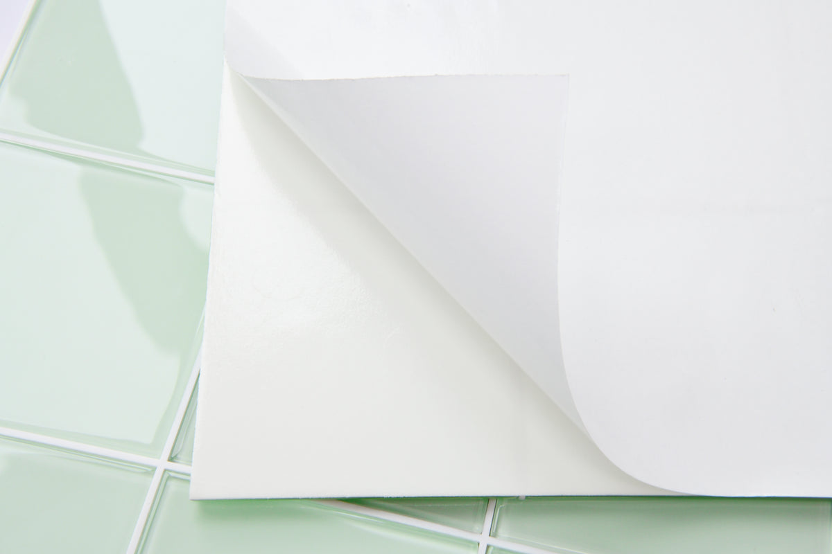 Peel and Stick Glass Tile, Square Mosaic Wall Tiles with Frame, Stick on Glass Backsplash (5 Sheets, 12"x12")