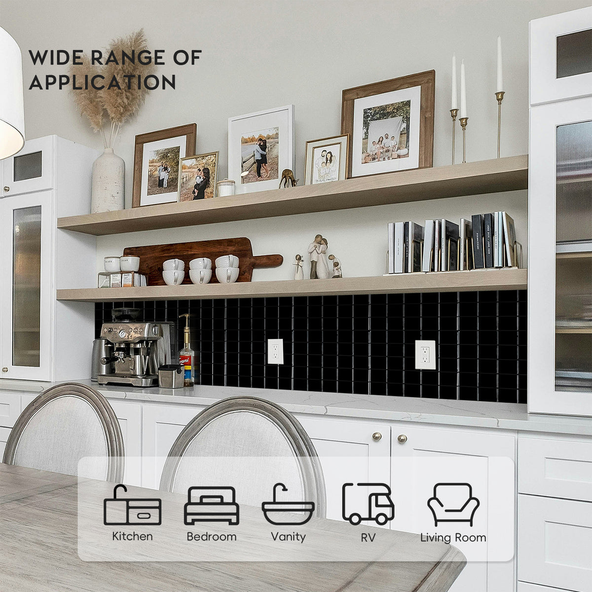 10 Sheets Peel and Stick Backsplash, 3D Adhesive Square Tiles Stick on Backsplash Peel and Stick Wall Tiles Sticker for Kitchen Bathroom