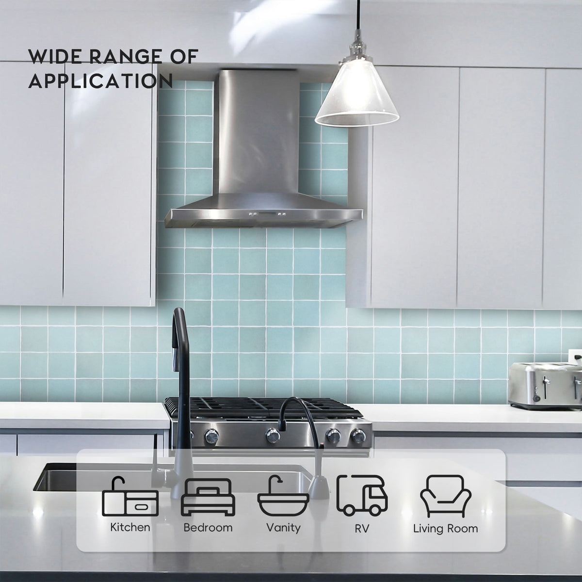10 Sheets Peel and Stick Backsplash Square Tile, 12" x 12" Self Adhesive Faux Handmade Peel and Stick Wall Tiles for Kitchen Bathroom