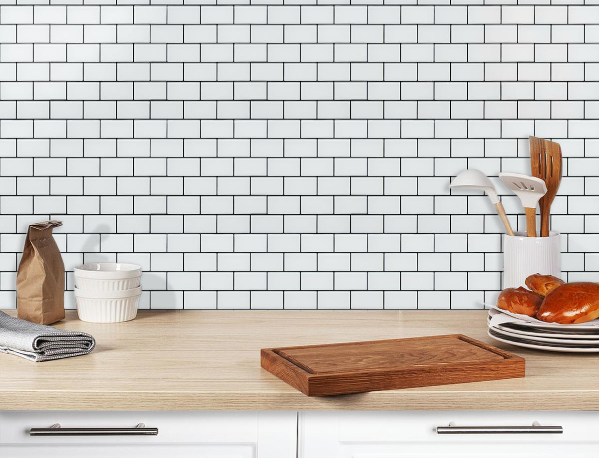 Glass Peel and Stick Backsplash Subway Tile, Glass Tiles for Kitchen Bathroom Wall (5 Sheets, 11.8"x12")