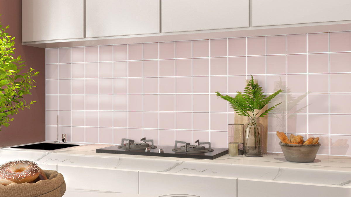 Peel and Stick Glass Tile, Square Mosaic Wall Tiles with Frame, Stick on Glass Backsplash (5 Sheets, 12"x12")