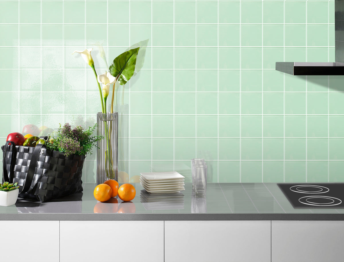 Peel and Stick Glass Tile, Square Mosaic Wall Tiles with Frame, Stick on Glass Backsplash (5 Sheets, 12"x12")