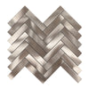6 Sheets Herringbone Tile Peel and Stick Backsplash, Brushed Metal Self Adhesive Stick on Wall Tiles for Kitchen Bathroom Fireplace