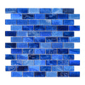 Glass Backsplash Mosaic Wall Tiles, 5-Sheet Linear Glass Tiles for Kitchen Bathroom Swimming Pool Shower Tiles (4.8 SQ.FT)