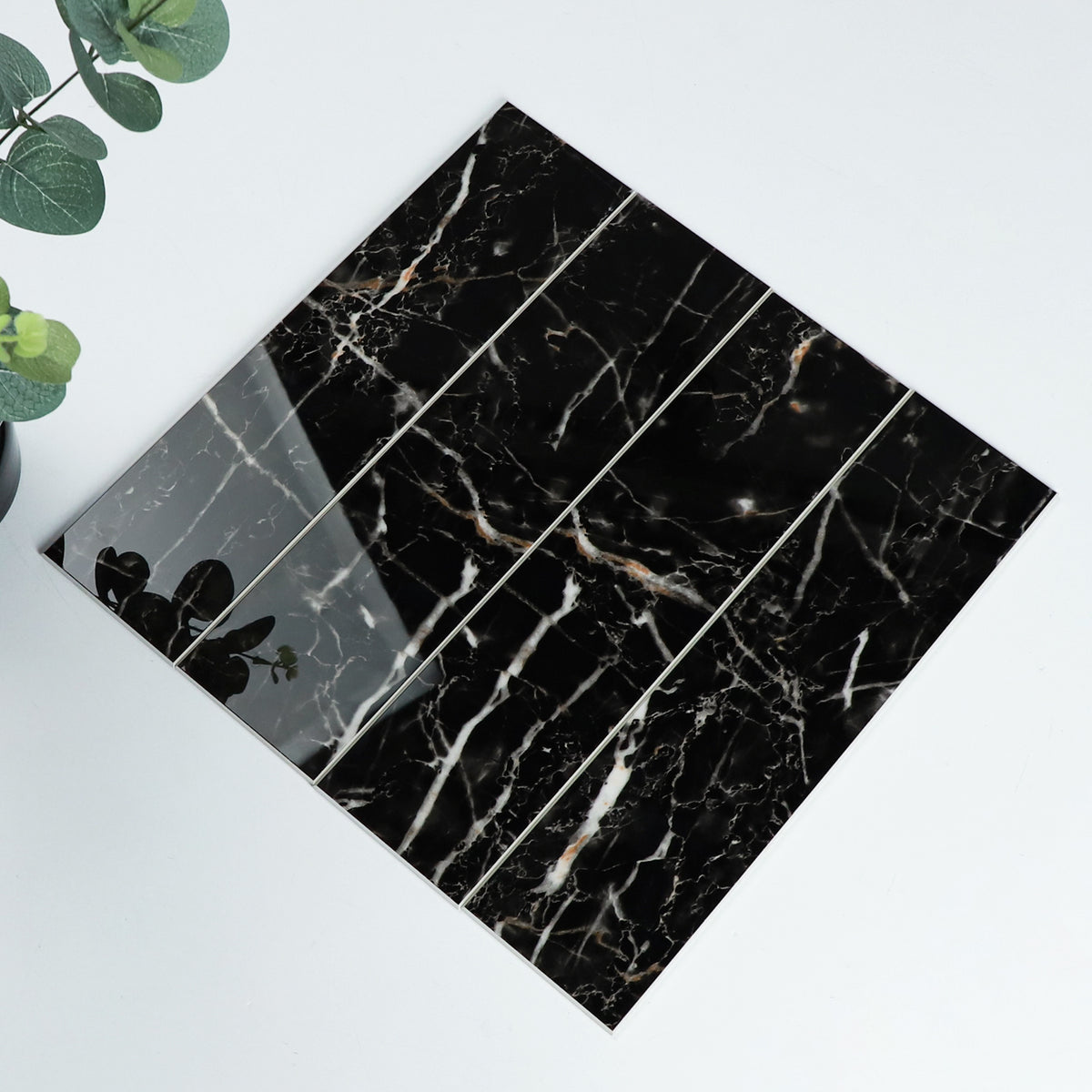 32PCS Peel and Stick Backsplash, 3” x 12” Metro Glossy Subway Tile Self Adhesive Stick on Wall Tiles for Kitchen Bathroom Fireplace