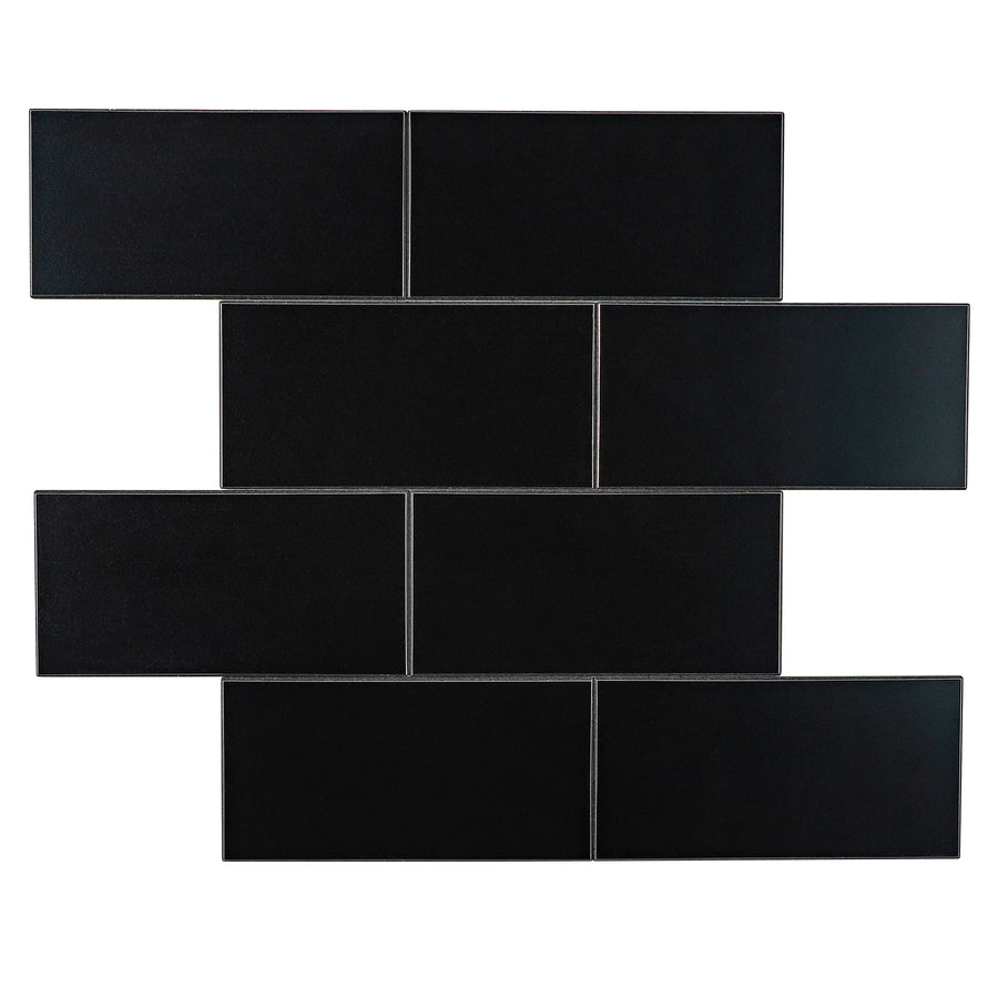 Black Subway Tiles Peel and Stick Backsplash, Alumium Composite Peel and Stick Wall Tiles  for Kitchen Bathroom fireplace (6 sheets)
