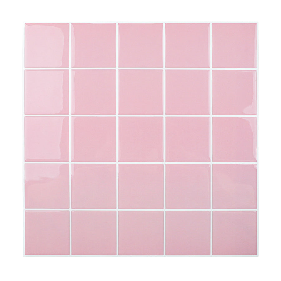 10 Sheets Pink Peel and Stick Backsplash, 3D Adhesive Square Stick on Backsplash Peel and Stick Wall Tiles Sticker for Kitchen Bathroom