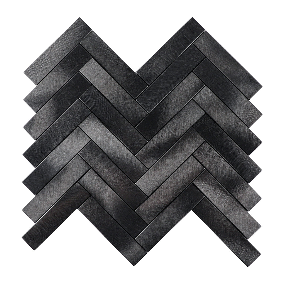 6 Sheets Herringbone Tile Peel and Stick Backsplash, Brushed Metal Self Adhesive Stick on Wall Tiles for Kitchen Bathroom Fireplace
