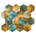 Copper Hexagon Peel and Stick Backsplash, Brushed Metal Surface Aluminum Composite Honeycomb Mosaic Stick on Wall Tiles for Kitchen Bathroom