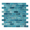 Glass Backsplash Mosaic Wall Tiles, 5-Sheet Linear Glass Tiles for Kitchen Bathroom Swimming Pool Shower Tiles (4.8 SQ.FT)