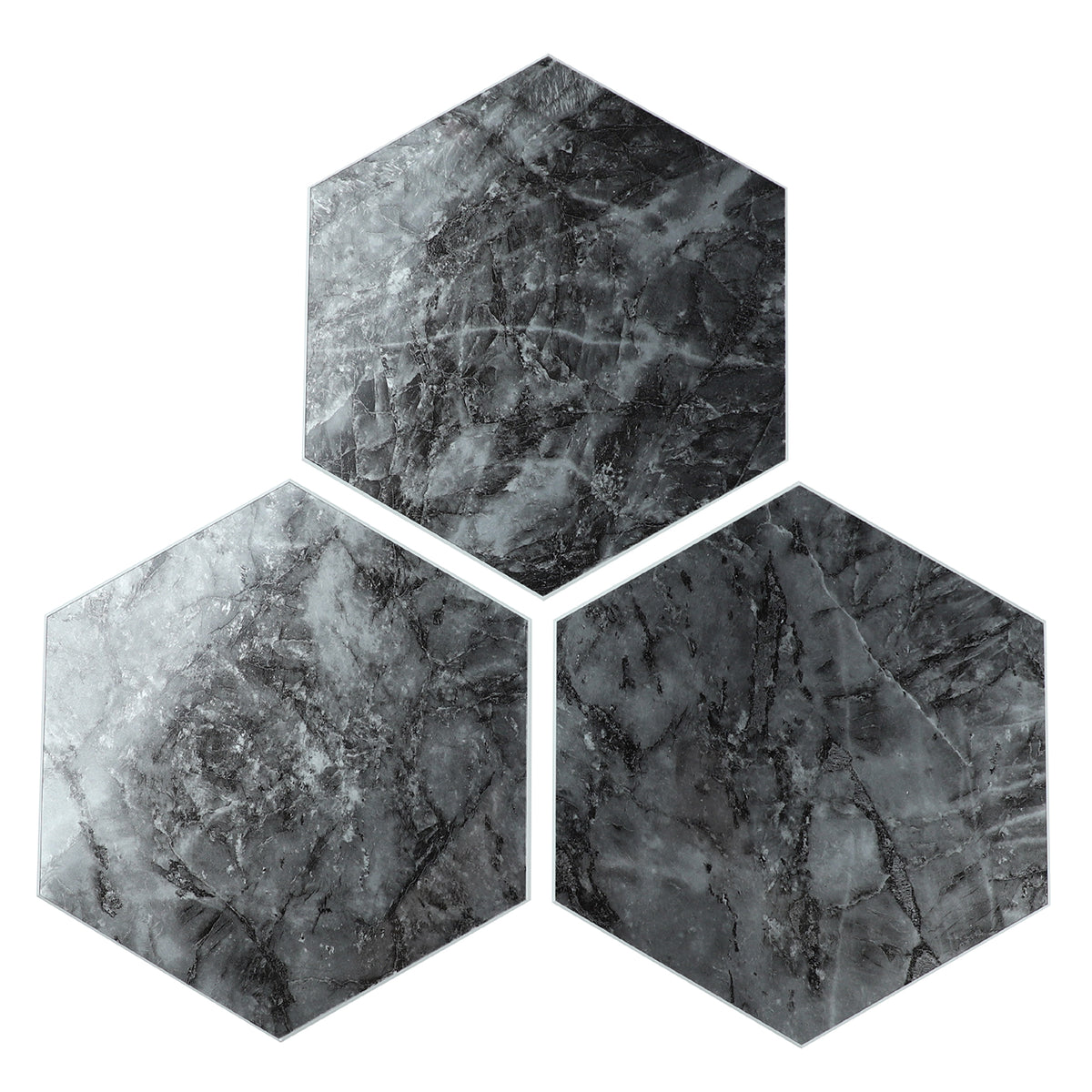 16-Piece Hexagon Peel and Stick Backsplash Tiles, 9"x7.87" Self Adhesive Glossy Faux Marble Wall Tile for DIY Home Decor