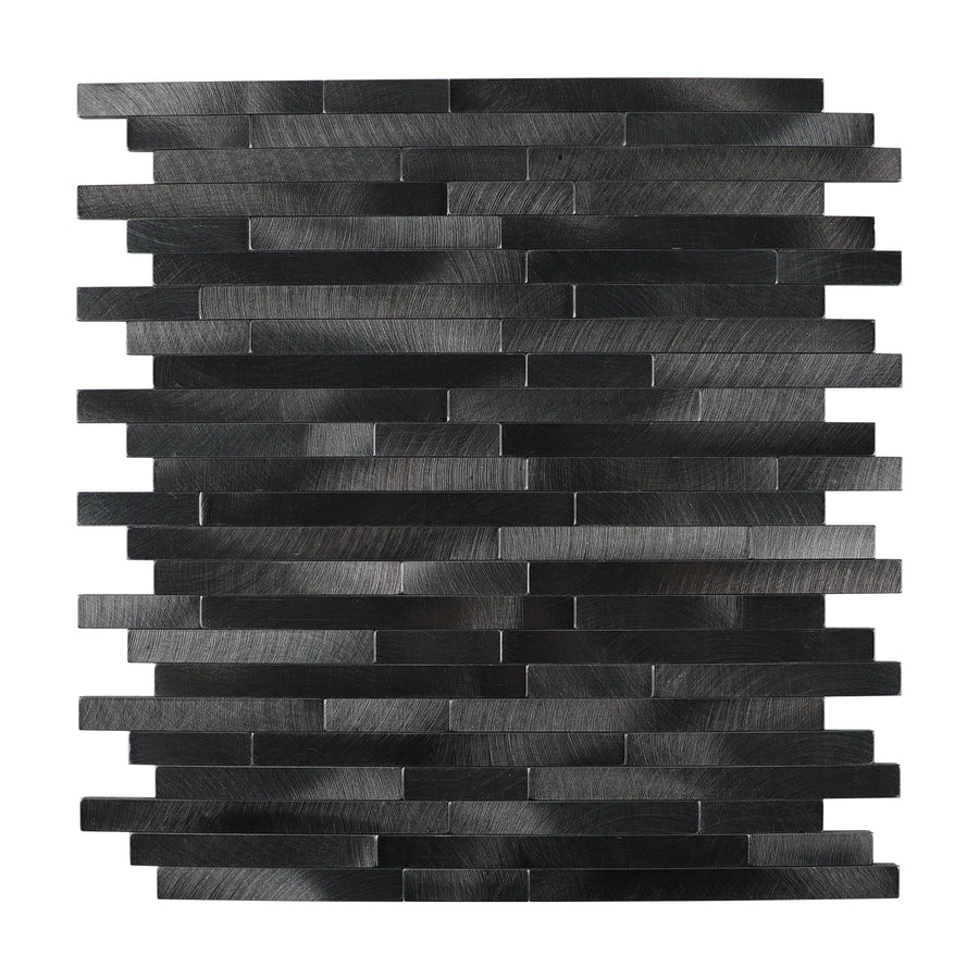 6 Sheets Peel and Stick Backsplash Linear Tile for Kitchen, Self Adhesive Brushed Aluminum Stick on Wall Tiles for Bathroom Fireplace