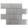6 Sheets Subway Tile Peel and Stick Backsplash, Brushed Metal Aluminum Backsplash Stick on Wall Tiles for Kitchen Bathroom Fireplace