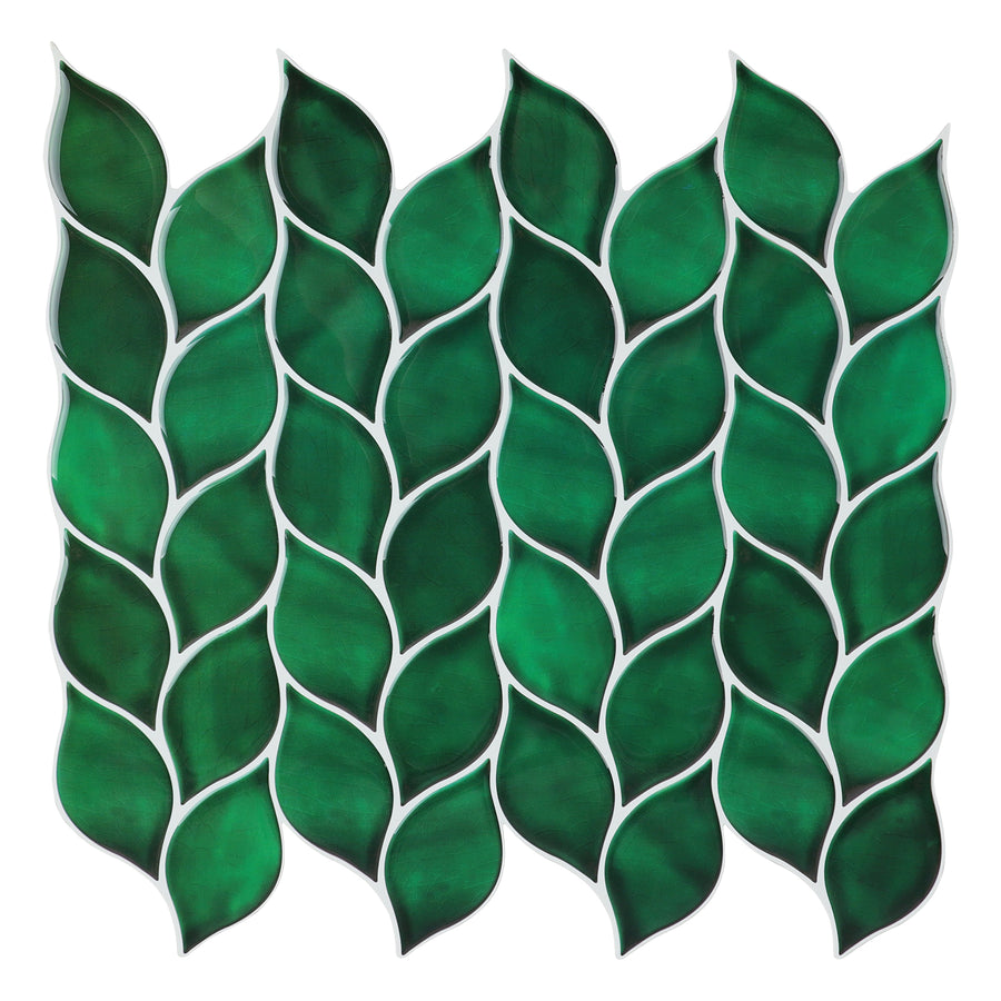 Peel and Stick Backsplash Leaf Tile, 12" x 12" Self-adhesive Stick on Wall Tiles for Kitchen Bathroom (10 Sheets)