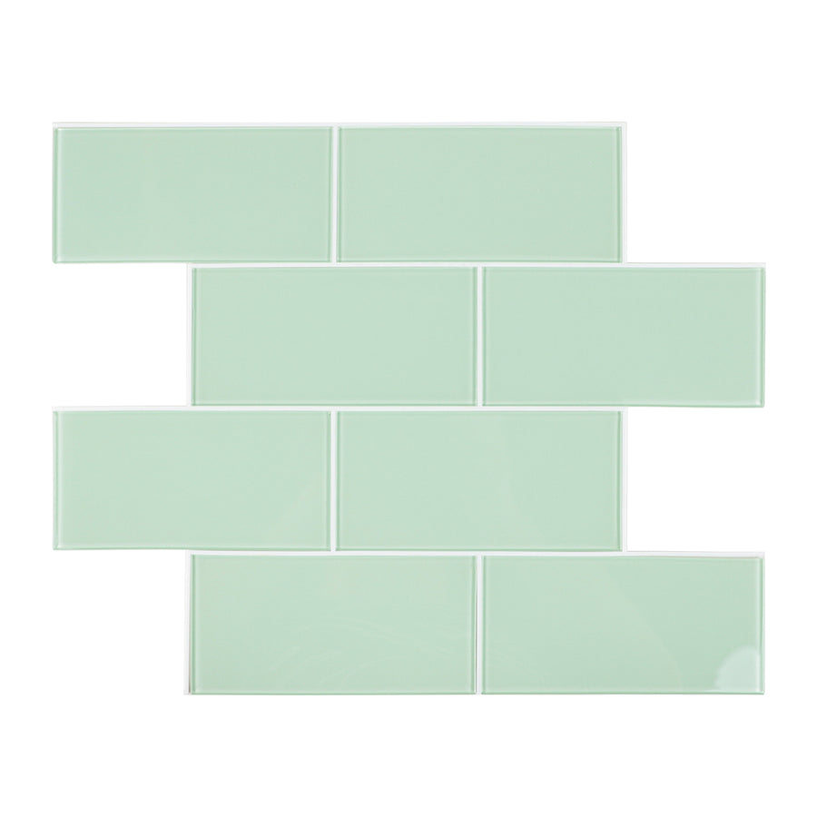 Glass Peel and Stick Tile Backsplash, Kitchen Wall Backsplash Self Adhesive Subway Glass Tile (5 Sheets, 5 SQ.FT.)