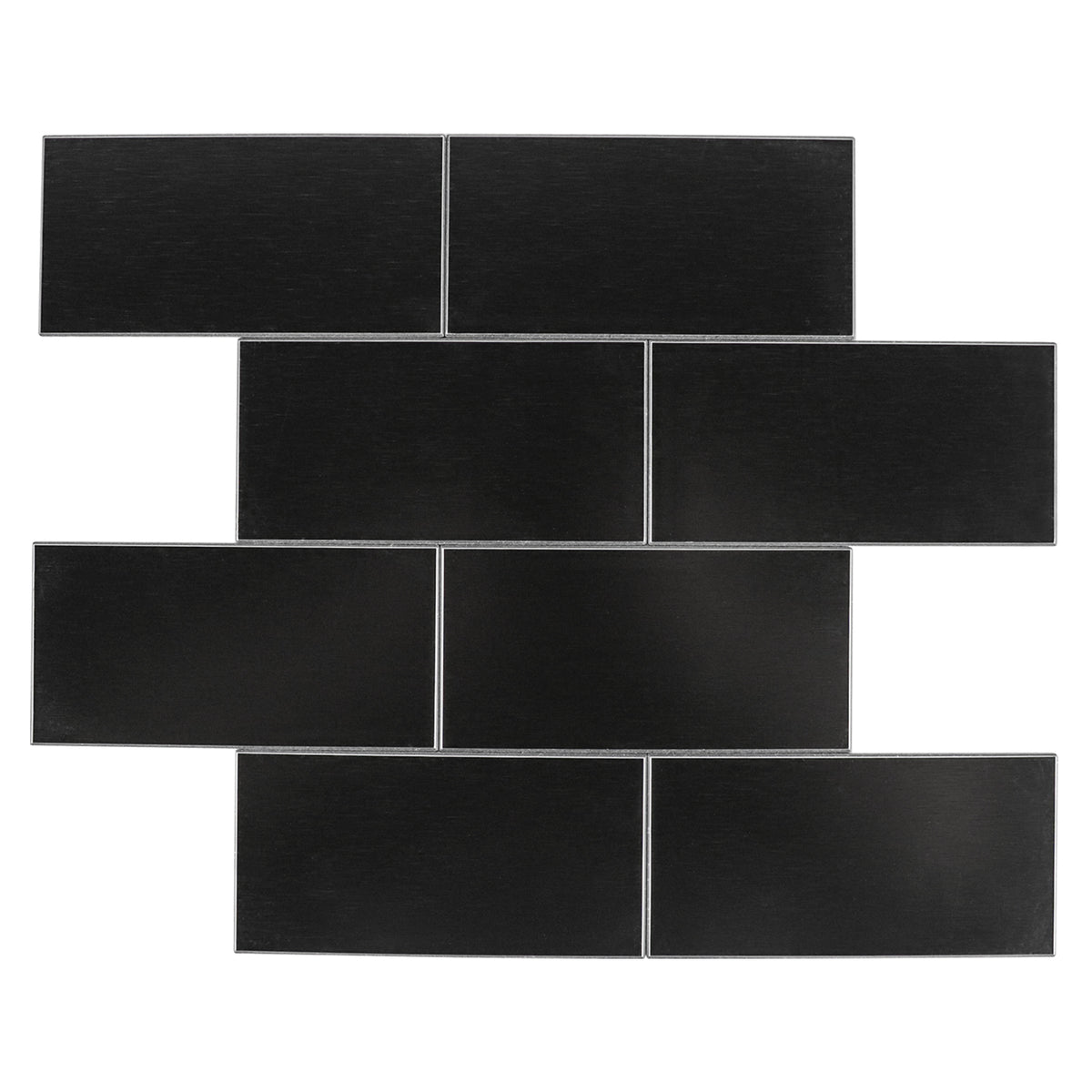 6 Sheets Subway Tile Peel and Stick Backsplash, Brushed Metal Aluminum Backsplash Stick on Wall Tiles for Kitchen Bathroom Fireplace
