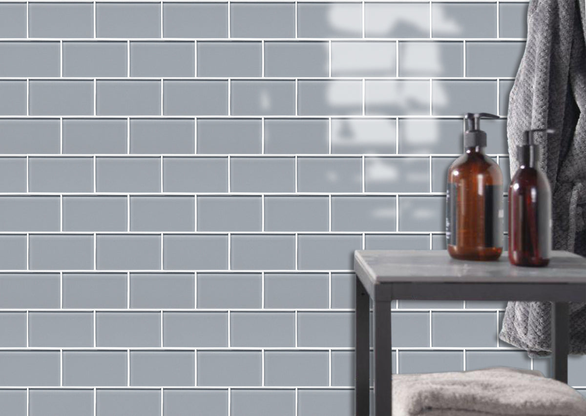 Glass Peel and Stick Backsplash Subway Tile, Glass Tiles for Kitchen Bathroom Wall (5 Sheets, 11.8"x12")