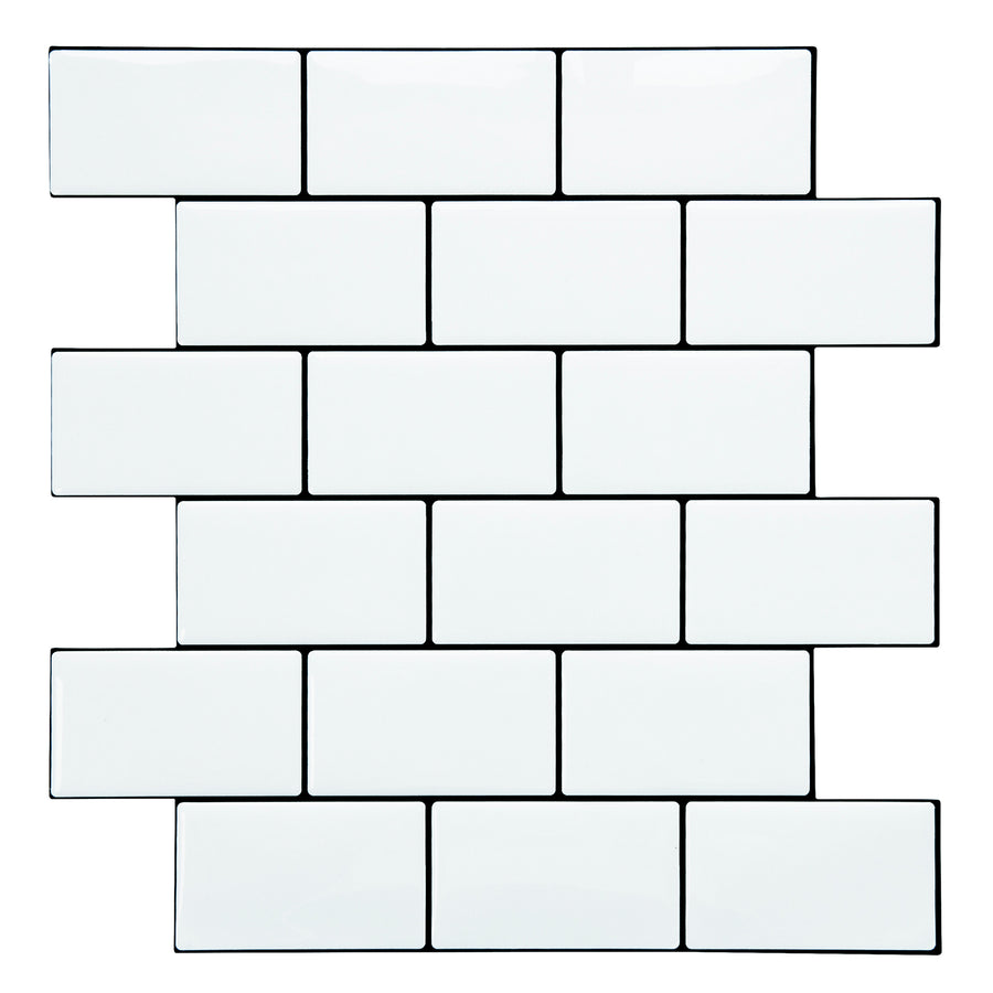 Subway Peel and Stick Backsplash, 10 Sheets of 12" × 12" Thicker Design 3D Adhesive Stick on Wall Tiles for Kitchen Bathroom