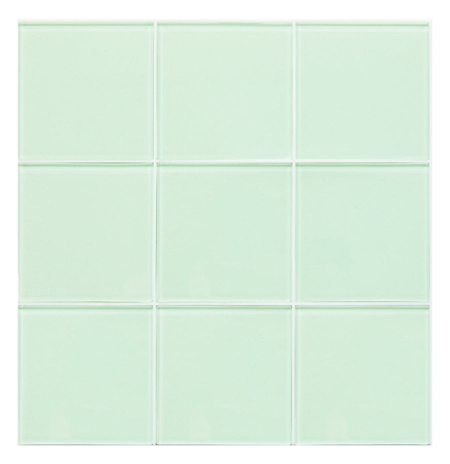 Peel and Stick Glass Tile, Square Mosaic Wall Tiles with Frame, Stick on Glass Backsplash (5 Sheets, 12"x12")