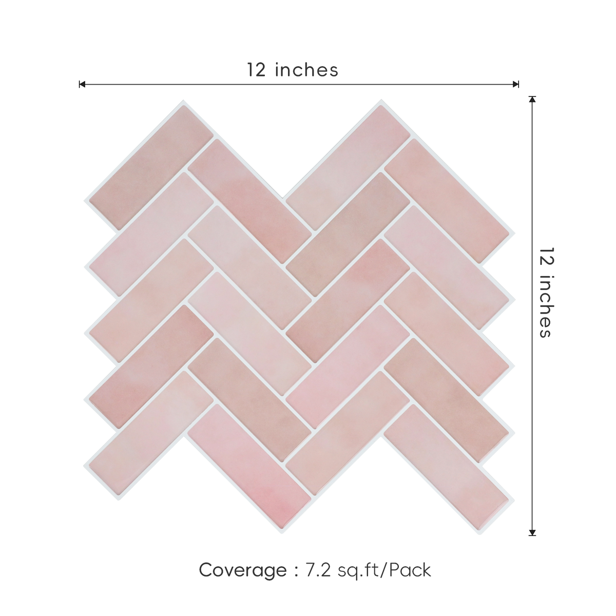 10-Sheet Herringbone Peel and Stick Backsplash, Self Adhesive 3D Stick on Wall Tiles for Kitchen Bathroom（12"x12"）