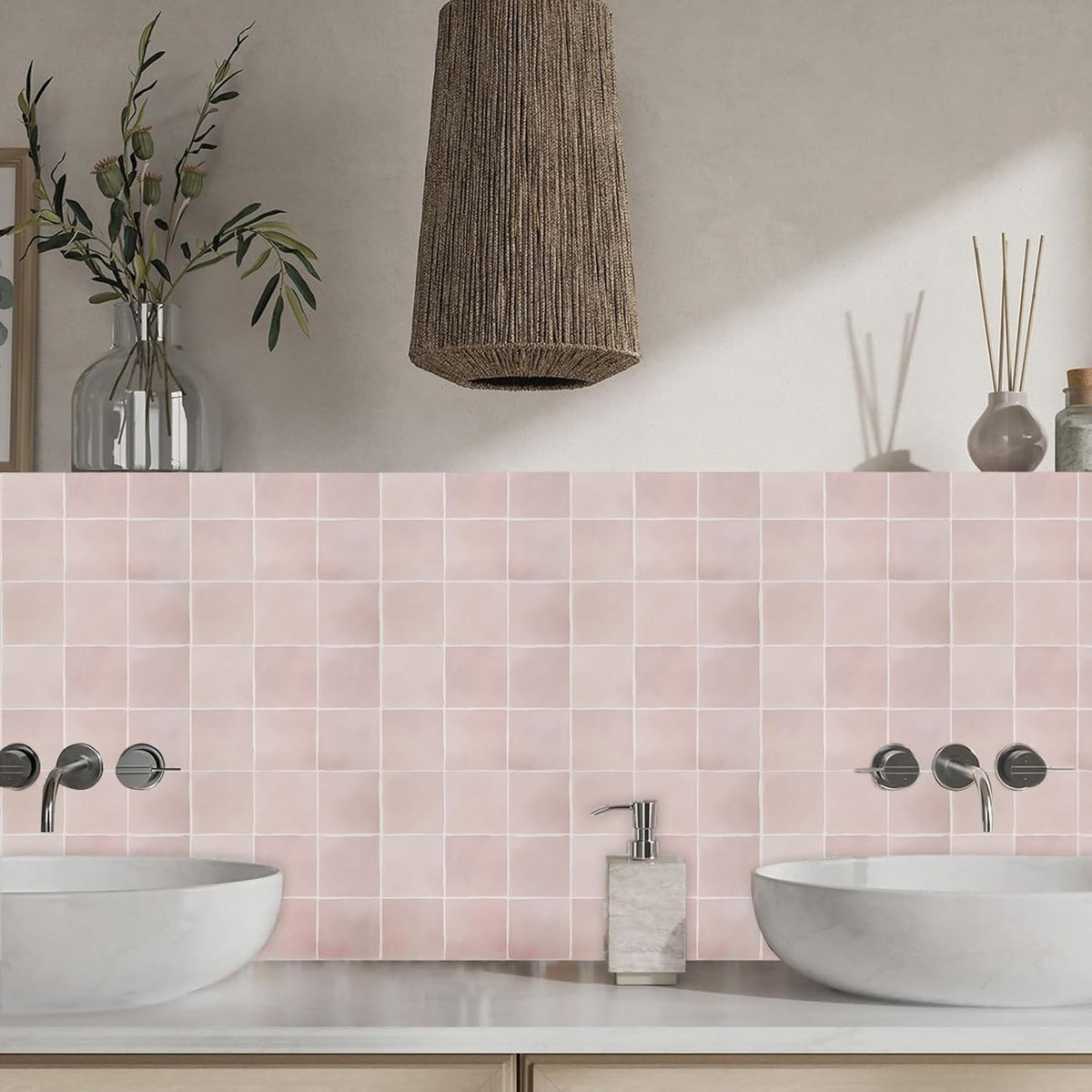 Peel and Stick Backsplash Tiles, 10 Sheets of 12" x 12" Faux Spanish Handmade Square Tile for Kitchen, Bathroom, Wall Tile
