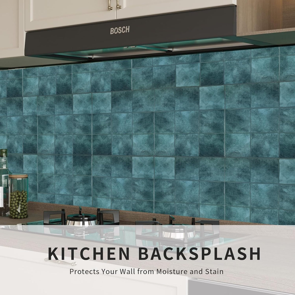 Peel and Stick Backsplash Tiles, 10 Sheets of 12" x 12" Faux Spanish Handmade Square Tile for Kitchen, Bathroom, Wall Tile