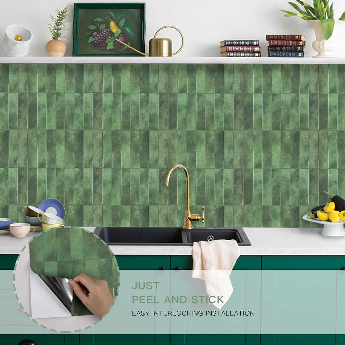 Peel and Stick Backsplash Tiles, 10 Sheets of 12" x 12" 3D Self Adhesive Peel and Stick Subway Tile for Kitchen, Bathroom, Wall Tile
