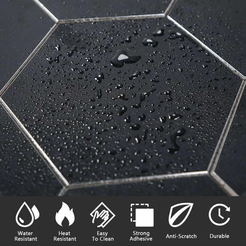Black Peel and Stick Backsplash Large Hexagon Tile (32 Pieces)